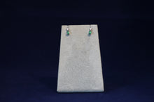 Load image into Gallery viewer, 14k White Gold Emerald &amp; Diamond Earrings
