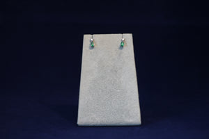 14k White Gold Emerald & Diamond Earrings