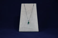 Load image into Gallery viewer, 14k White Gold Oval Emerald and Diamond Pendant
