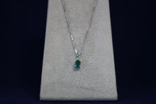 Load image into Gallery viewer, 14k White Gold Oval Emerald and Diamond Pendant
