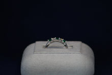 Load image into Gallery viewer, 14k White Gold Alternating Emerald and Diamond Ring
