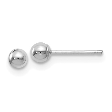 14k White Gold Polished Ball Post Earrings (3mm)