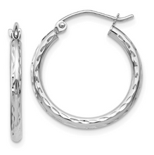 Load image into Gallery viewer, 14k White Gold Hinged Hoop Earrings
