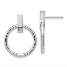 Load image into Gallery viewer, 14k White Gold Polished Post Bar and Circle Dangle Earrings
