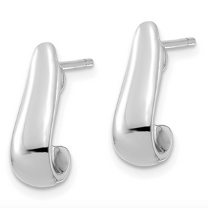 14k White Gold Polished Slightly Curved Post Earrings