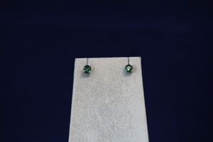 14k White Gold Round Green Tourmaline Stud Earrings