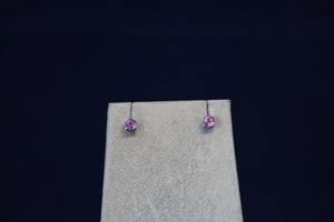 14k White Gold Round Pink Sapphire Stud Earrings