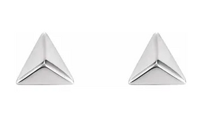 14k White Gold 3D Pyramid Earrings