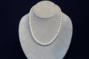 18 Inch 7.5mm Japanese Akoya Pearl Strand with White Gold Clasp