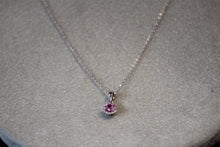 Load image into Gallery viewer, 14k White Gold Round Pink Sapphire and Diamond Halo Pendant
