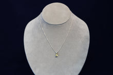 Load image into Gallery viewer, 14k White Gold Trillion Shaped Yellow Sapphire and Diamond Pendant
