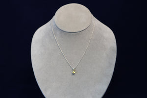 14k White Gold Trillion Shaped Yellow Sapphire and Diamond Pendant
