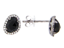 Load image into Gallery viewer, 14k White Gold Black Finish Black Onyx &amp; Diamond Earrings
