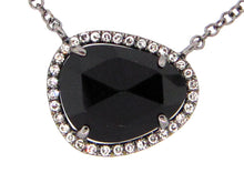 Load image into Gallery viewer, 14k White Gold Black Onyx and Diamond Pendant with Extender
