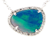 Load image into Gallery viewer, 14k White Gold Black Opal and Diamond Necklace
