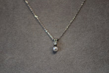 Load image into Gallery viewer, 14k White Gold White Akoya 4mm Pearl and Diamond Pendant
