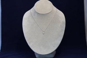 14k White Gold White Akoya 5mm Pearl and Diamond Pendant