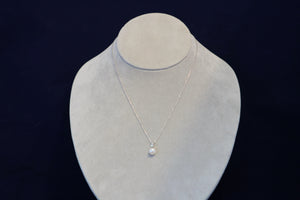 14k White Gold White Akoya 7mm Pearl and Diamond Pendant