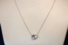 Load image into Gallery viewer, 14k White Gold White Topaz &amp; Diamond Bean Shaped Pendant
