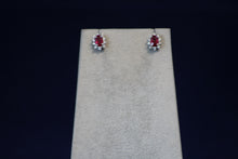 Load image into Gallery viewer, 14k White Gold Ruby &amp; Diamond Earrings
