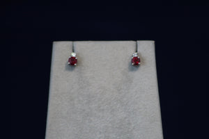 14k White Gold Ruby and Diamond Earrings
