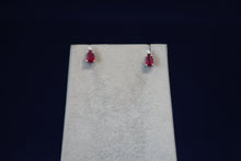 Load image into Gallery viewer, 14k White Gold Pear Shaped Ruby and Diamond Earrings
