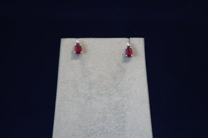 14k White Gold Pear Shaped Ruby and Diamond Earrings