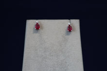 Load image into Gallery viewer, 14k White Gold Pear Shaped Ruby and Diamond Earrings
