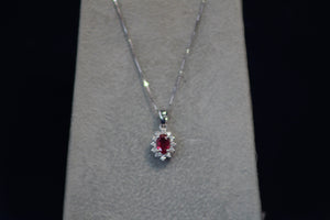 14k White Gold Ruby and Diamond Pendant
