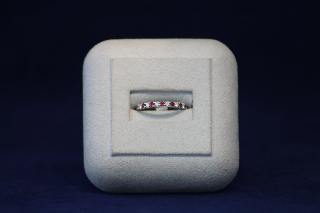 14k White Gold Diamond and Ruby Band