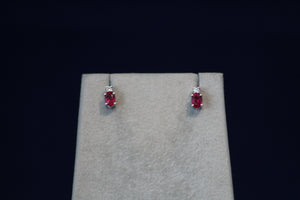 14k White Gold Ruby and Diamond Earrings