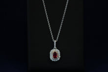 Load image into Gallery viewer, 14k White Gold Oval Ruby and Two Tone Diamond Pendant
