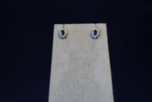 Load image into Gallery viewer, 14k White Gold Oval Sapphire and Diamond Earrings
