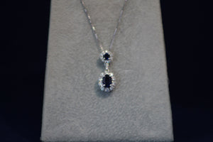 14k White Gold Sapphire and Diamond Pendant