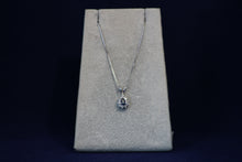 Load image into Gallery viewer, 14k White Gold Pear Shaped Sapphire and Diamond Pendant
