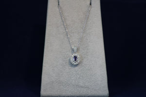 14k White Gold Purple Sapphire & Diamond Pendant
