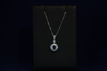 Load image into Gallery viewer, 14k White Gold Sapphire and Halo Diamond Pendant
