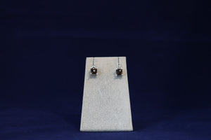 14k White Gold Smokey Quartz and Diamond Earrings