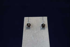 14k White Gold Smokey Quartz and Diamond Earrings