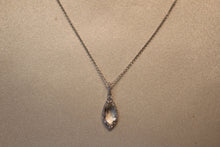 Load image into Gallery viewer, 14k White Gold White Topaz &amp; Diamond Tear Drop Shaped Pendant
