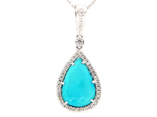 Load image into Gallery viewer, 18k White Gold Turquoise &amp; Diamond Pendant
