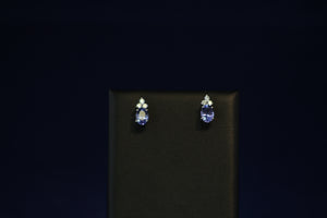 14k White Gold Tanzanite and Diamond Earrings