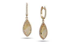 Load image into Gallery viewer, 14k Yellow Gold Citrine and Diamond Tear Drop Shaped Earrings
