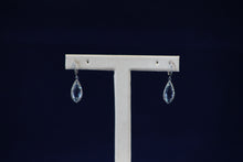 Load image into Gallery viewer, 14k White Gold Blue Topaz and Diamond Tear Drop Shaped Earrings
