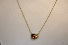 Load image into Gallery viewer, 14k Yellow Gold Citrine &amp; Diamond Bean Shaped Pendant
