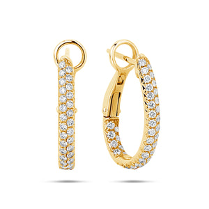 14k Yellow Gold Diamond U-Shaped Hoop Earrings