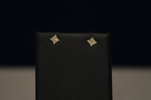 14k Yellow Gold Square Diamond Cluster Shaped Earrings