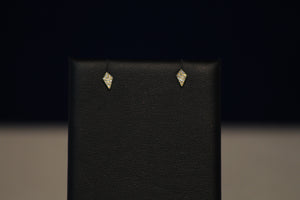 14k Yellow Gold Diamond Kite Shaped Earrings