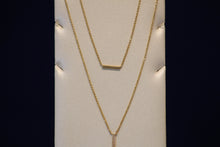 Load image into Gallery viewer, 14k Yellow Gold Diamond Vertical and 14k Yellow Gold Horizontal Bar Necklace with Extender

