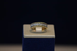 14k Yellow Gold Double Row Diamond Ring